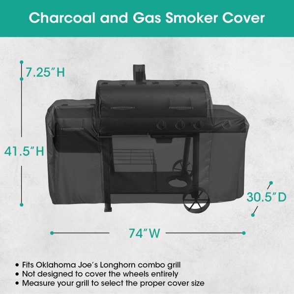 Oklahoma Joe's Longhorn Weather Resistant Outdoor Grill Smoker Combo Cover 