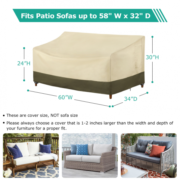Patio Furniture Cover Beige Heavy Duty Bench Covers SunPatio Outdoor Sofa Cover 60 Inch All Weather Protection 