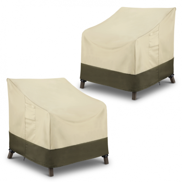 SunPatio Patio Chair Covers 2 Pack, 38W x 32D x 36H inch, Beige & Olive