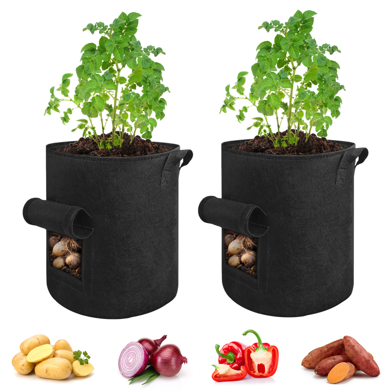 DWDMZ 2Pack 10 Gallon Potato Grow Planter Bags Waterproof PE Garden Vegetable Cultivation Planting Container Pots with Flap for Potato Tomato Carrot Onion Pepper Strawberry 